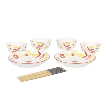 ชุดจานชาม PORCELAIN KECH RED FLOWER 6 ชิ้น_0