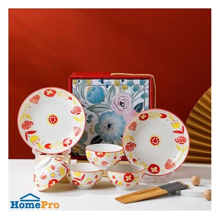 ชุดจานชาม PORCELAIN KECH RED FLOWER 6 ชิ้น_5