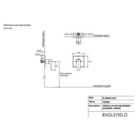 วาล์วฝักบัวผสม 1 ทาง ENGLEFIELD K-7699X-4-CP_1