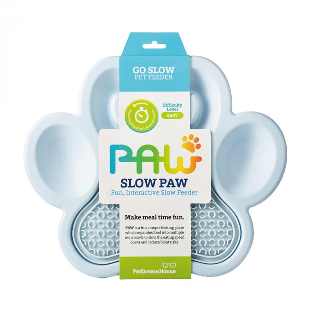 จานอาหารพร้อมแผ่นเลีย PETDREAMHOUSE 2IN1 SLOW FEEDER LICK PAD สีฟ้าอ่อน