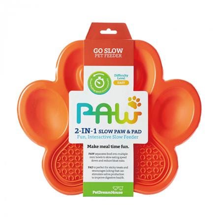 จานอาหารพร้อมแผ่นเลีย PETDREAMHOUSE 2IN1 SLOW FEEDER LICK PAD สีส้ม_0