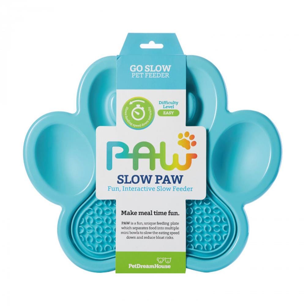 จานอาหารพร้อมแผ่นเลีย PETDREAMHOUSE 2IN1 SLOW FEEDER LICK PAD สีฟ้า