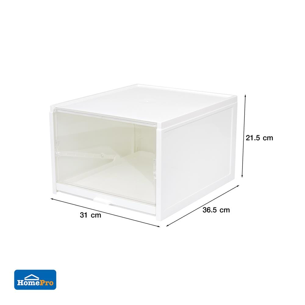 กล่องรองเท้าถาดเลื่อน STACKO DRAWER 31x36.2x21.5 ซม. สีขาว