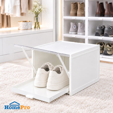 กล่องรองเท้าถาดเลื่อน STACKO DRAWER 31x36.2x21.5 ซม. สีขาว