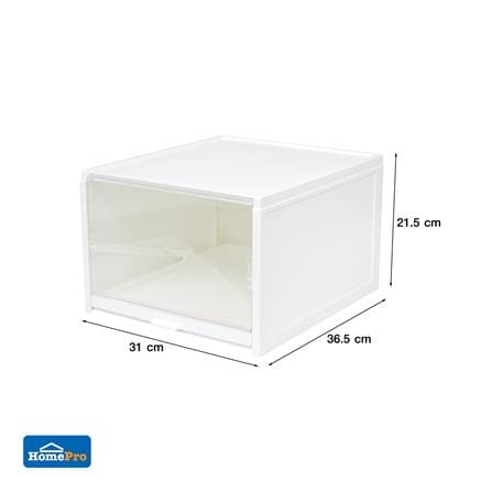 กล่องรองเท้าถาดเลื่อน STACKO DRAWER 31x36.2x21.5 ซม. สีขาว_8