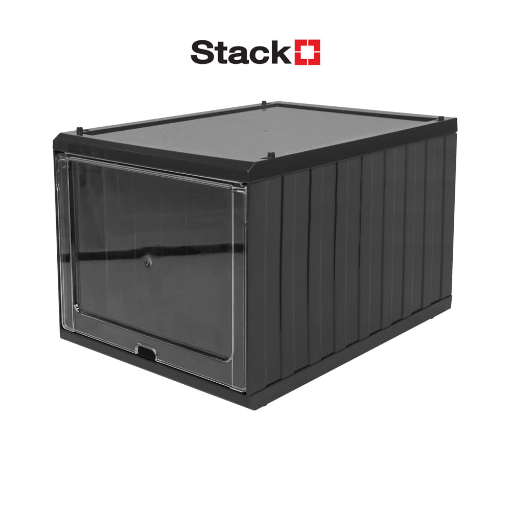 กล่องรองเท้าฝาสไลด์ STACKO CONTAINER 25x35x21.5 ซม. สีดำ