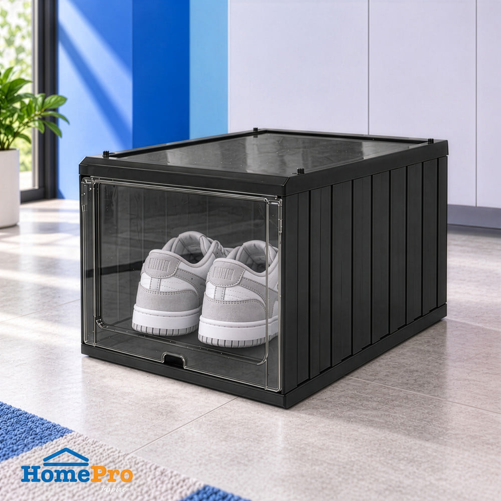 กล่องรองเท้าฝาสไลด์ STACKO CONTAINER 25x35x21.5 ซม. สีดำ