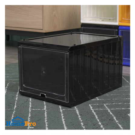 กล่องรองเท้าฝาสไลด์ STACKO CONTAINER 25x35x21.5 ซม. สีดำ_4