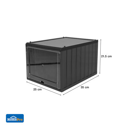 กล่องรองเท้าฝาสไลด์ STACKO CONTAINER 25x35x21.5 ซม. สีดำ_7