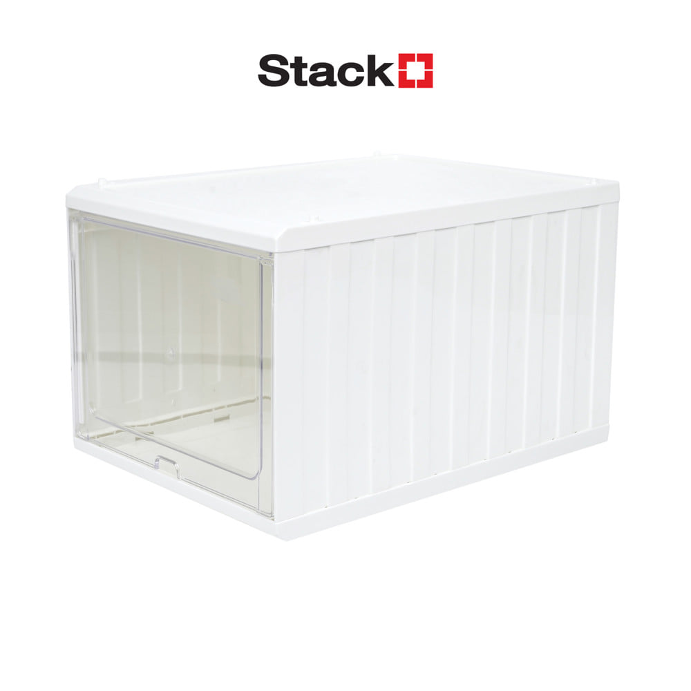 กล่องรองเท้าฝาสไลด์ STACKO CONTAINER 25x35x21.5 ซม. สีขาว