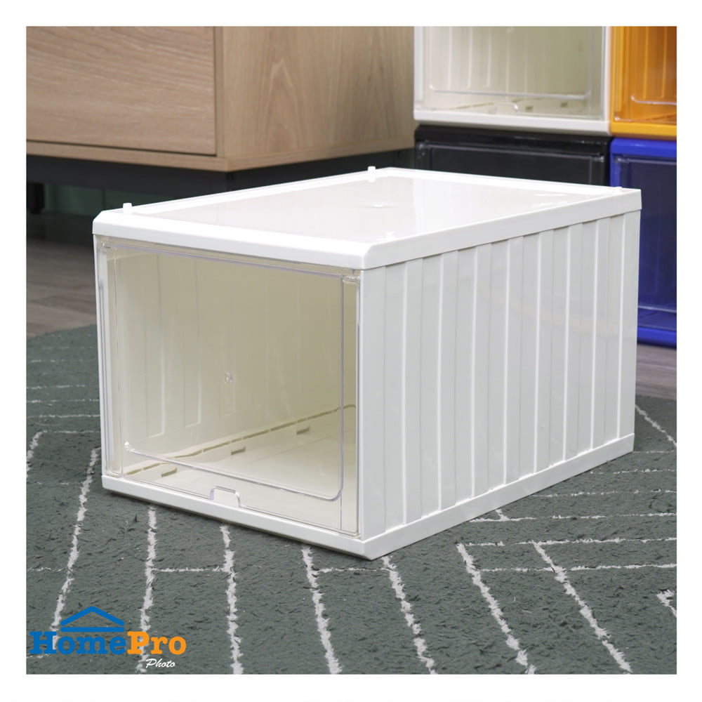 กล่องรองเท้าฝาสไลด์ STACKO CONTAINER 25x35x21.5 ซม. สีขาว