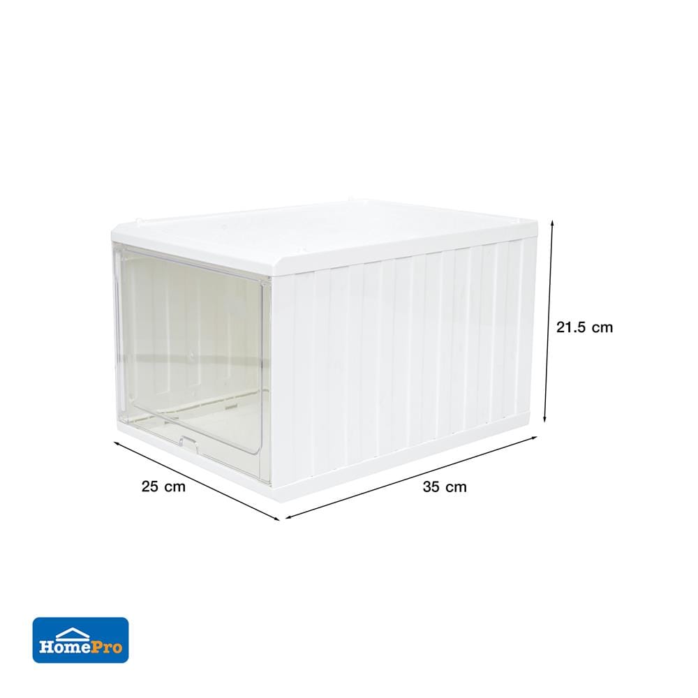กล่องรองเท้าฝาสไลด์ STACKO CONTAINER 25x35x21.5 ซม. สีขาว