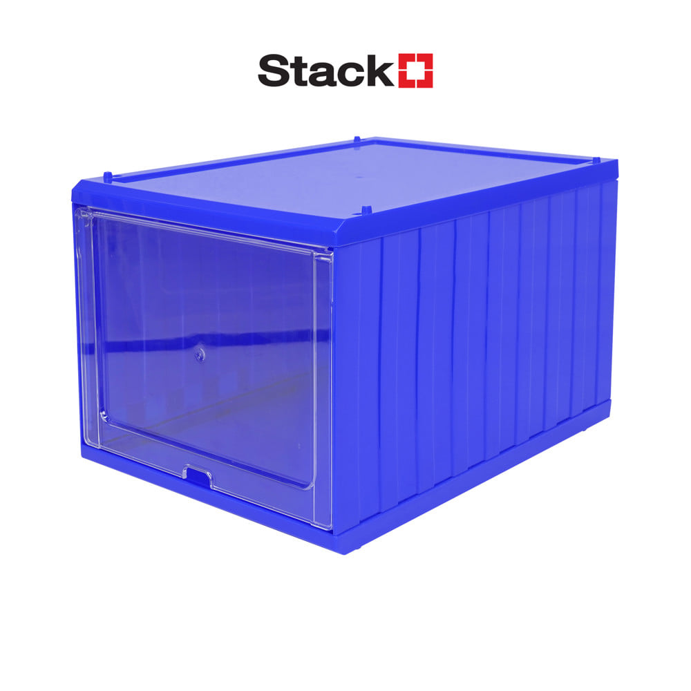 กล่องรองเท้าฝาสไลด์ STACKO CONTAINER 25x35x21.5 ซม. สีน้ำเงิน