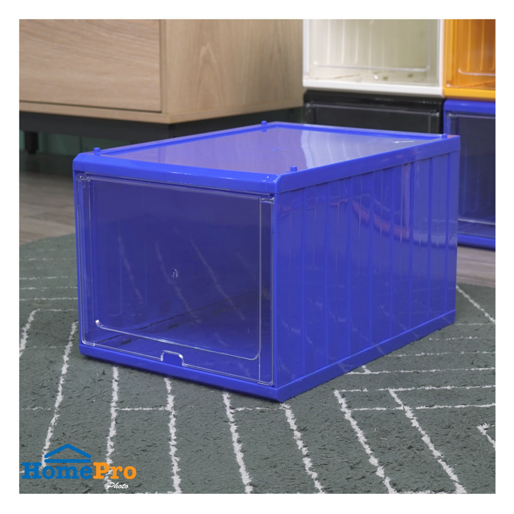 กล่องรองเท้าฝาสไลด์ STACKO CONTAINER 25x35x21.5 ซม. สีน้ำเงิน