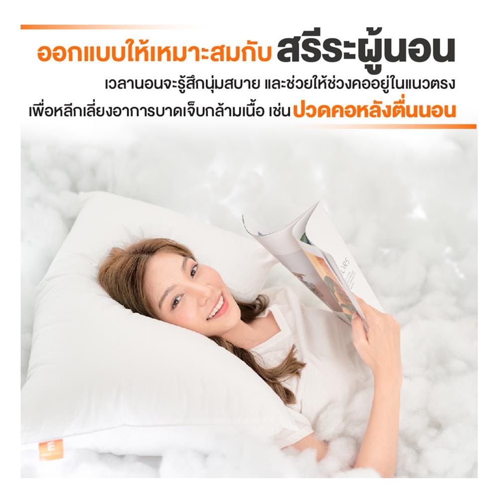 หมอนหนุน ใยสังเคราะห์ ERGOTREND ERGO CLOUD-S SOFT 73x48x15 ซม. สีขาว