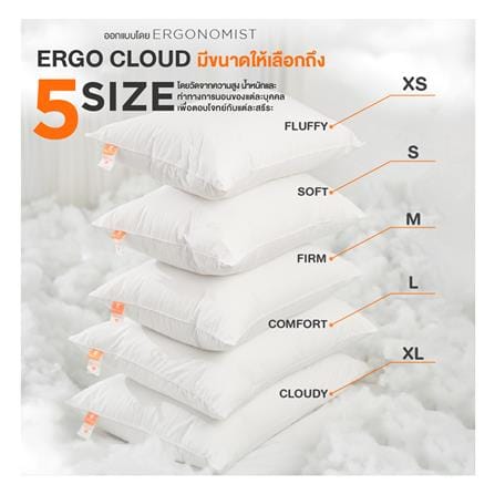 หมอนหนุน ใยสังเคราะห์ ERGOTREND ERGO CLOUD-S SOFT 73x48x15 ซม. สีขาว_8