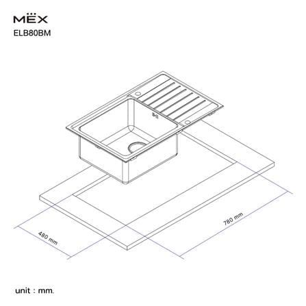 ซิงค์ฝัง 1 หลุม 1 ที่พัก MEX ELB80BM สีเงิน_8