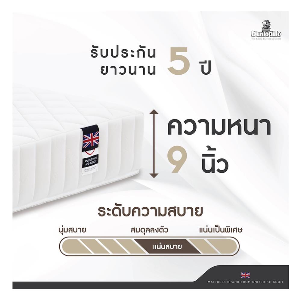 ที่นอนโฟม 3.5 ฟุต DUNLOPILLO รุ่น LUTON พร้อมหมอนหนุน 1 ชิ้น