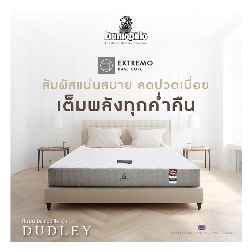 ที่นอนโฟม 6 ฟุต DUNLOPILLO รุ่น DUDLEY พร้อมหมอนหนุน 2 ชิ้น