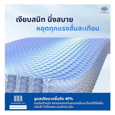 ที่นอนพ็อกเก็ตสปริง 6 ฟุต LOTUS รุ่น ROYAL CROWN พร้อมหมอนหนุน 2 ชิ้น_6
