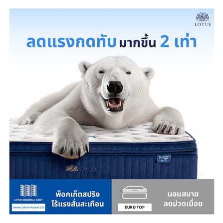ที่นอนพ็อกเก็ตสปริง 3.5 ฟุต LOTUS รุ่น ROYAL CROWN พร้อมหมอนหนุน 1 ชิ้น_11