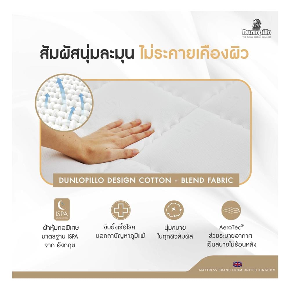 ที่นอนสปริง 6 ฟุต DUNLOPILLO รุ่น NEWPORT พร้อมหมอนหนุน 2 ชิ้น