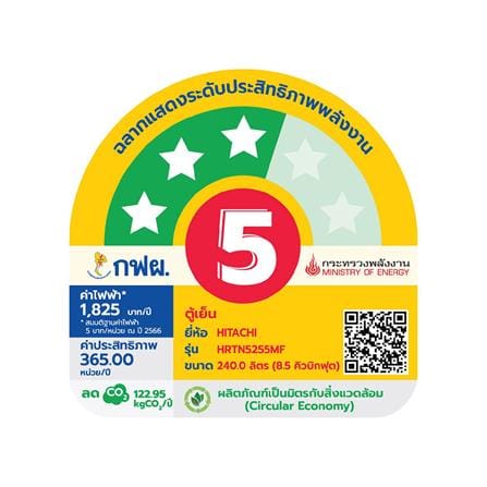 ตู้เย็น 2 ประตู HITACHI HRTN5255MFBBKTH 8.5 คิว สีดำ อินเวอร์เตอร์_6