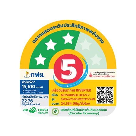 แอร์ผนัง MITSUBISHI HEAVY DUTY DXK24YYS-W1 24334 บีทียู อินเวอร์เตอร์_5