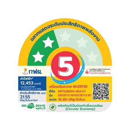 แอร์ผนัง MITSUBISHI HEAVY DUTY DXK18YYS-W1 18381 บีทียู อินเวอร์เตอร์_5