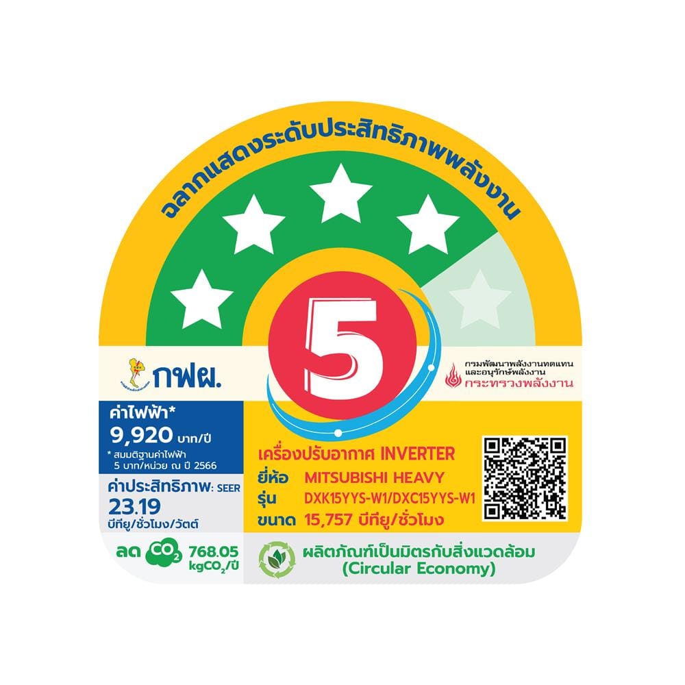 แอร์ผนัง MITSUBISHI HEAVY DUTY DXK15YYS-W1 15757 บีทียู อินเวอร์เตอร์