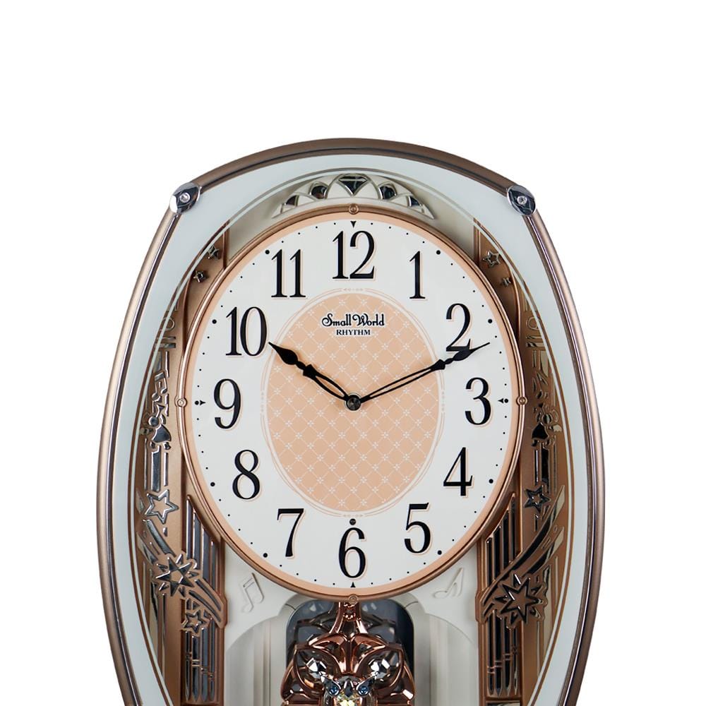นาฬิกาแขวนคริสตัล RHYTHM CMJ443NR06 12.8X17.2 นิ้ว สีทองชมพู