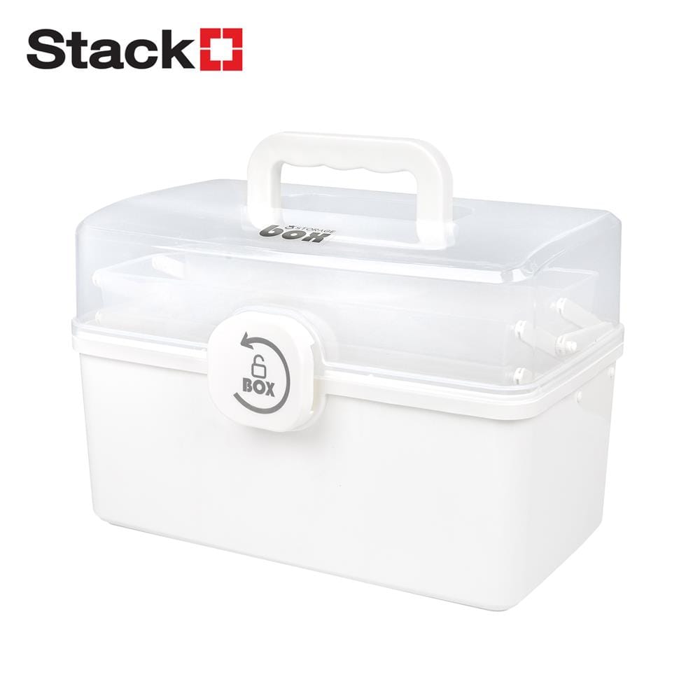 กล่องเก็บของฝาล็อก STACKO M 33.5x18x22.5 ซม. สีขาว