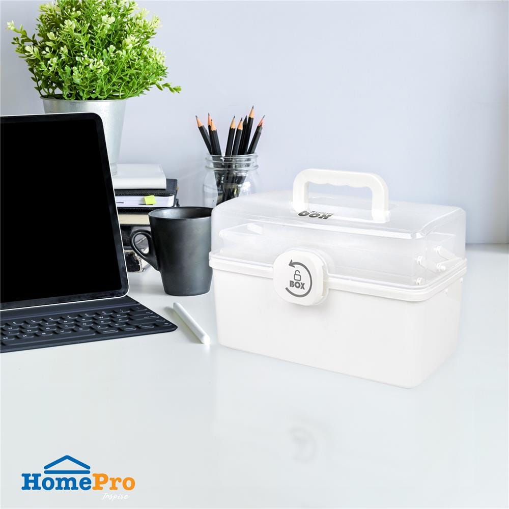 กล่องเก็บของฝาล็อก STACKO M 33.5x18x22.5 ซม. สีขาว