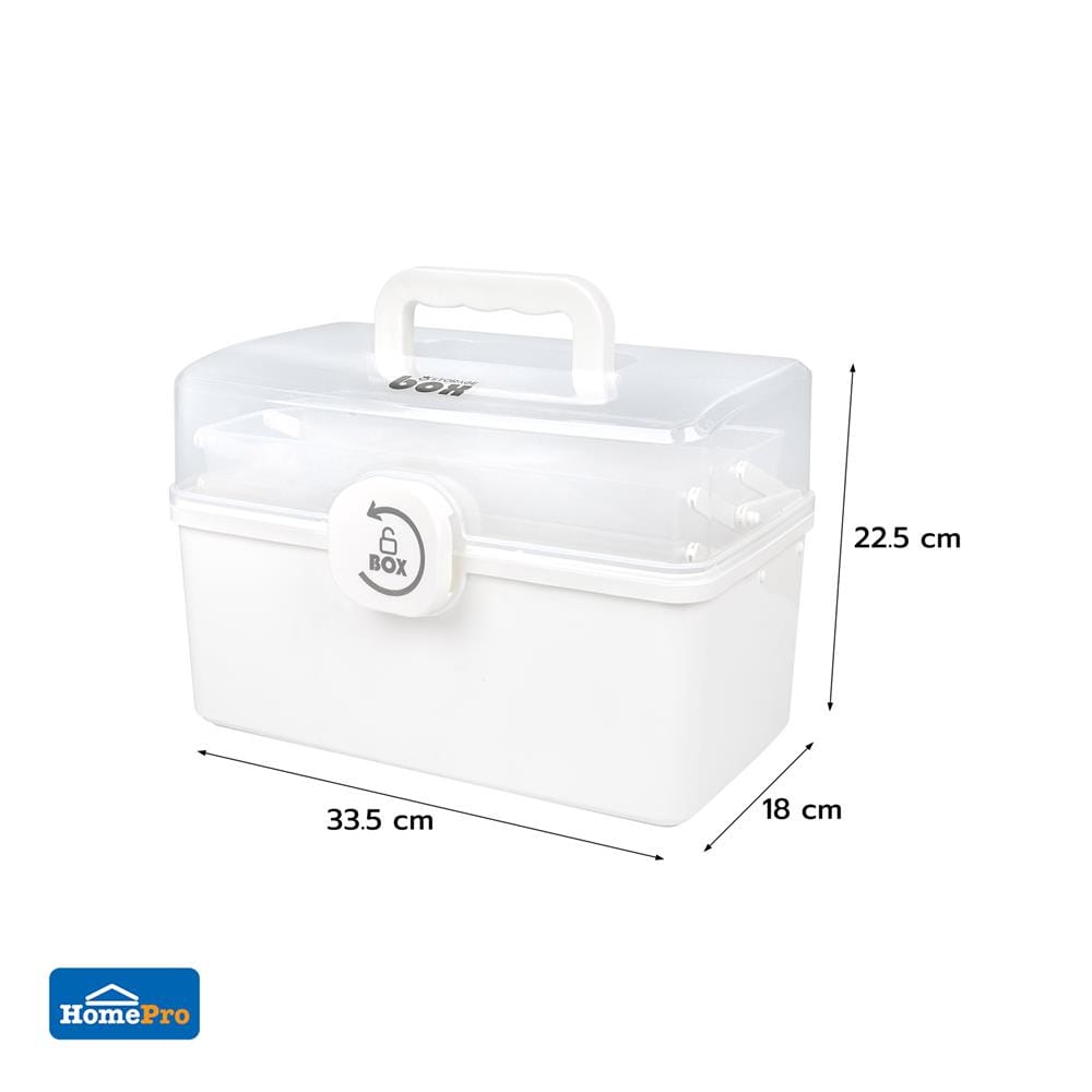 กล่องเก็บของฝาล็อก STACKO M 33.5x18x22.5 ซม. สีขาว