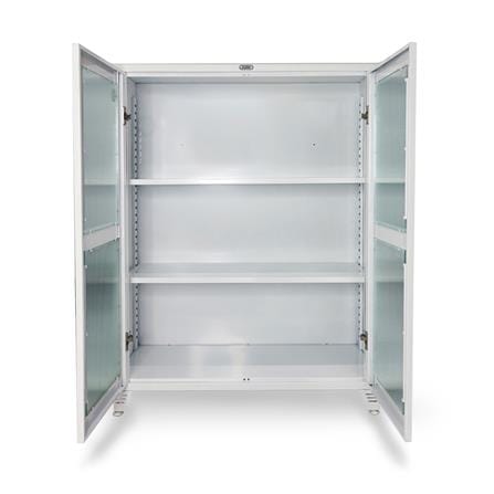 ตู้เหล็กบานเปิดกระจก SURE BG-120 สีขาว_2