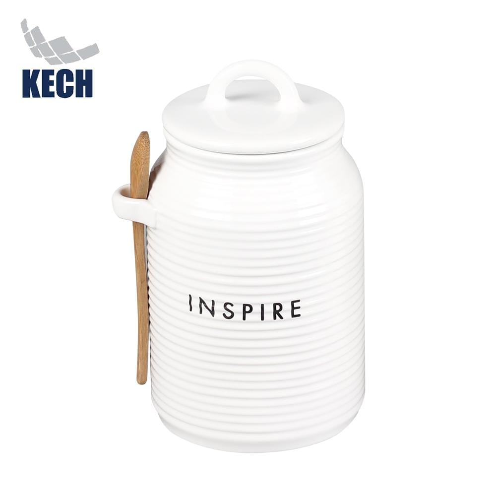ขวดโหลเซรามิกฝาดึง KECH INSPIRE 1 ลิตร สีขาว