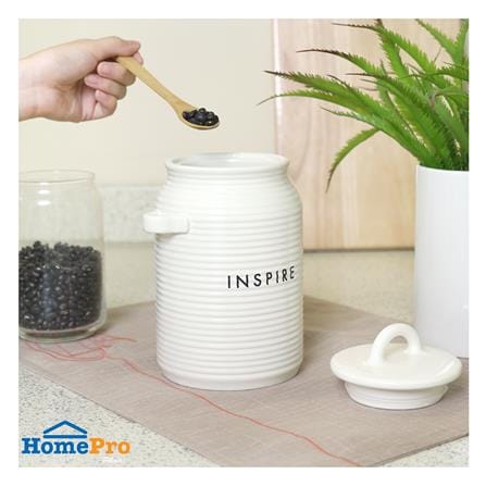 ขวดโหลเซรามิกฝาดึง KECH INSPIRE 1 ลิตร สีขาว_4