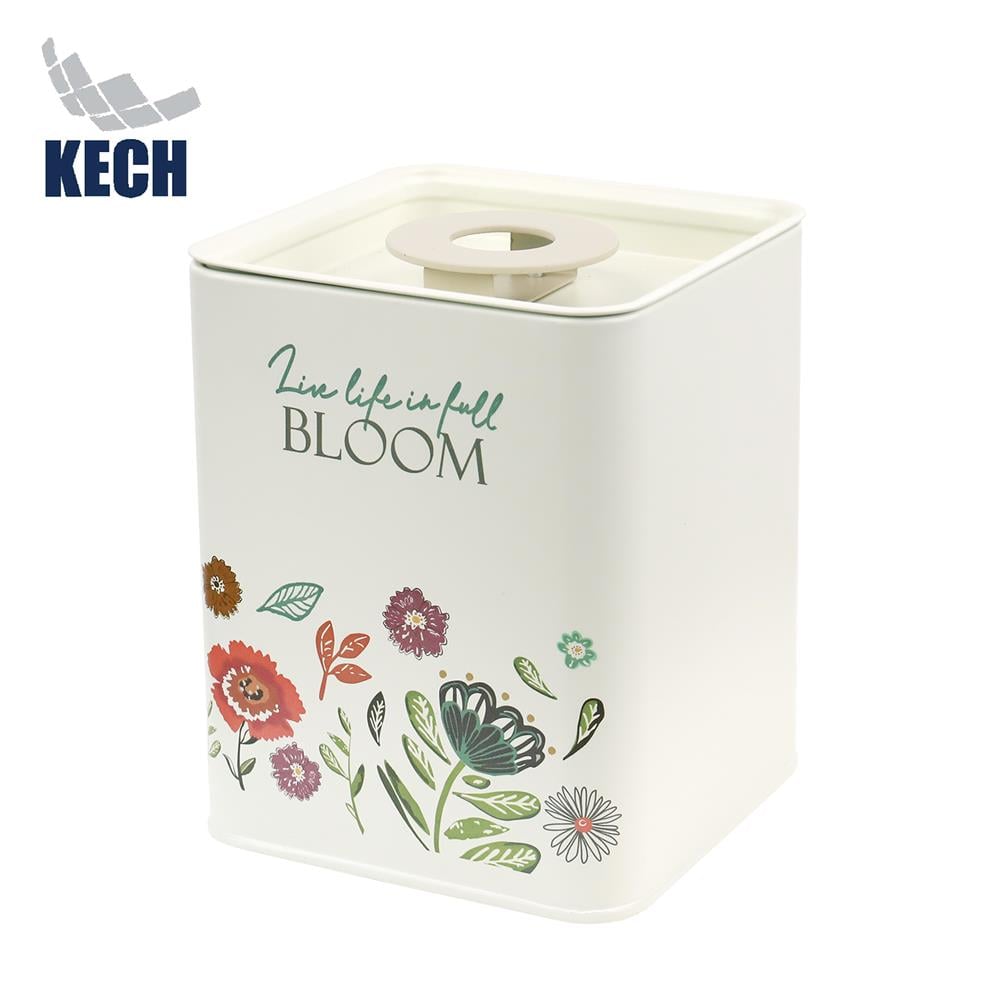 ขวดโหลเหลี่ยมฝาดึง KECH GARDEN BLOOM 1.45 ลิตร สีครีม