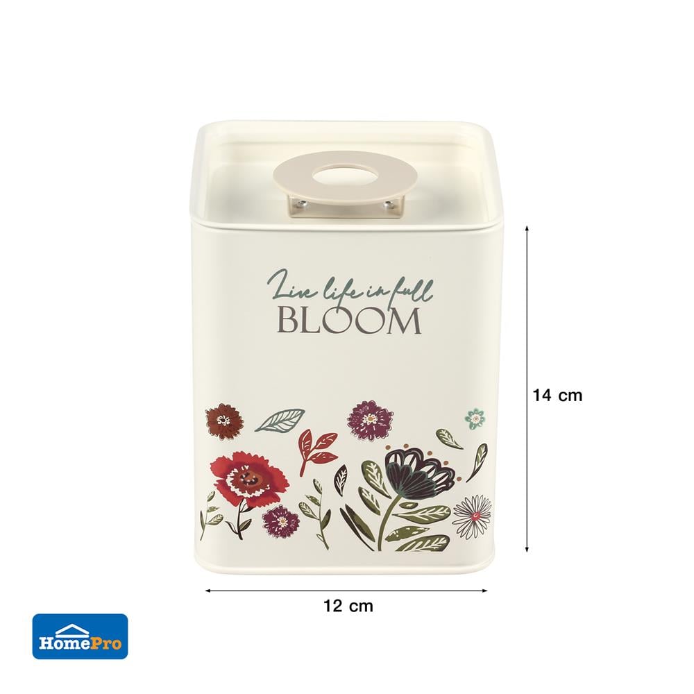 ขวดโหลเหลี่ยมฝาดึง KECH GARDEN BLOOM 1.45 ลิตร สีครีม