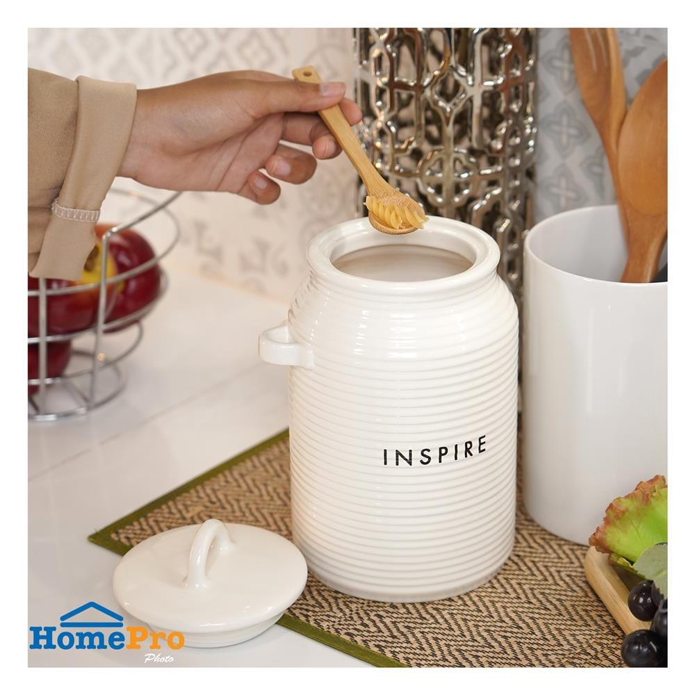 ขวดโหลเซรามิกฝาดึง KECH INSPIRE 1.5 ลิตร สีขาว