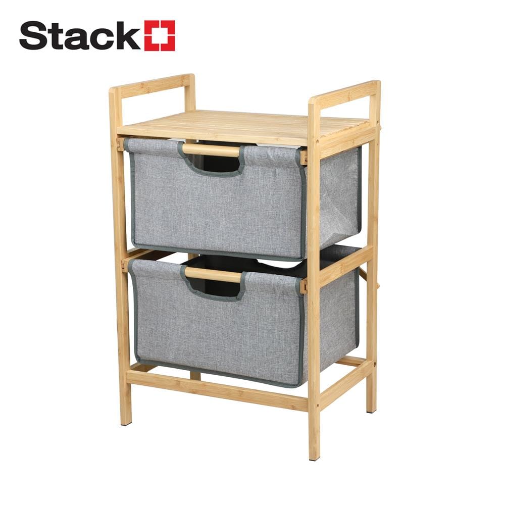 ชั้นลิ้นชักผ้า 2 ชั้น STACKO GINA 45x32x70 ซม. สีเทา_0