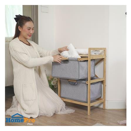 ชั้นลิ้นชักผ้า 2 ชั้น STACKO GINA 45x32x70 ซม. สีเทา_5