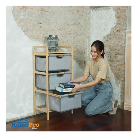 ชั้นลิ้นชักผ้า 3 ชั้น STACKO GINA 45x32x96 ซม. สีเทา_5