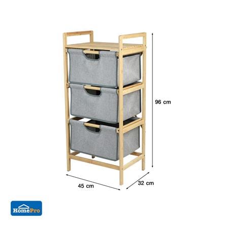 ชั้นลิ้นชักผ้า 3 ชั้น STACKO GINA 45x32x96 ซม. สีเทา_7