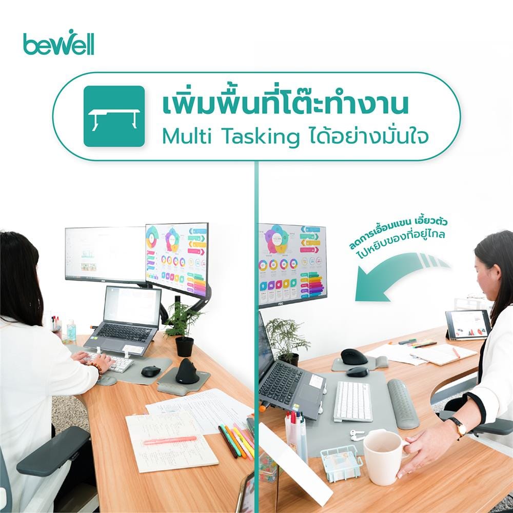 โต๊ะปรับระดับไฟฟ้า BEWELL L-SHAPED 160 ซม. สีดำ