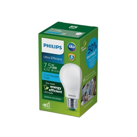 หลอดไฟ LED PHILIPS PEAR ULTRA EFFICIENT 7.5 วัตต์ DAYLIGHT E27_1