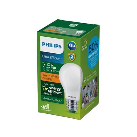 หลอดไฟ LED PHILIPS PEAR ULTRA EFFICIENT 7.5 วัตต์ WARM WHITE E27_1