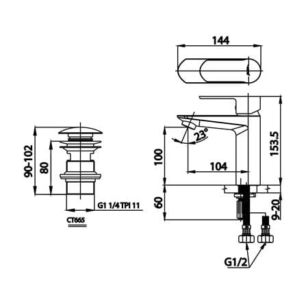 ก๊อกอ่างล้างหน้าผสม COTTO CT2401A สีโครม_1