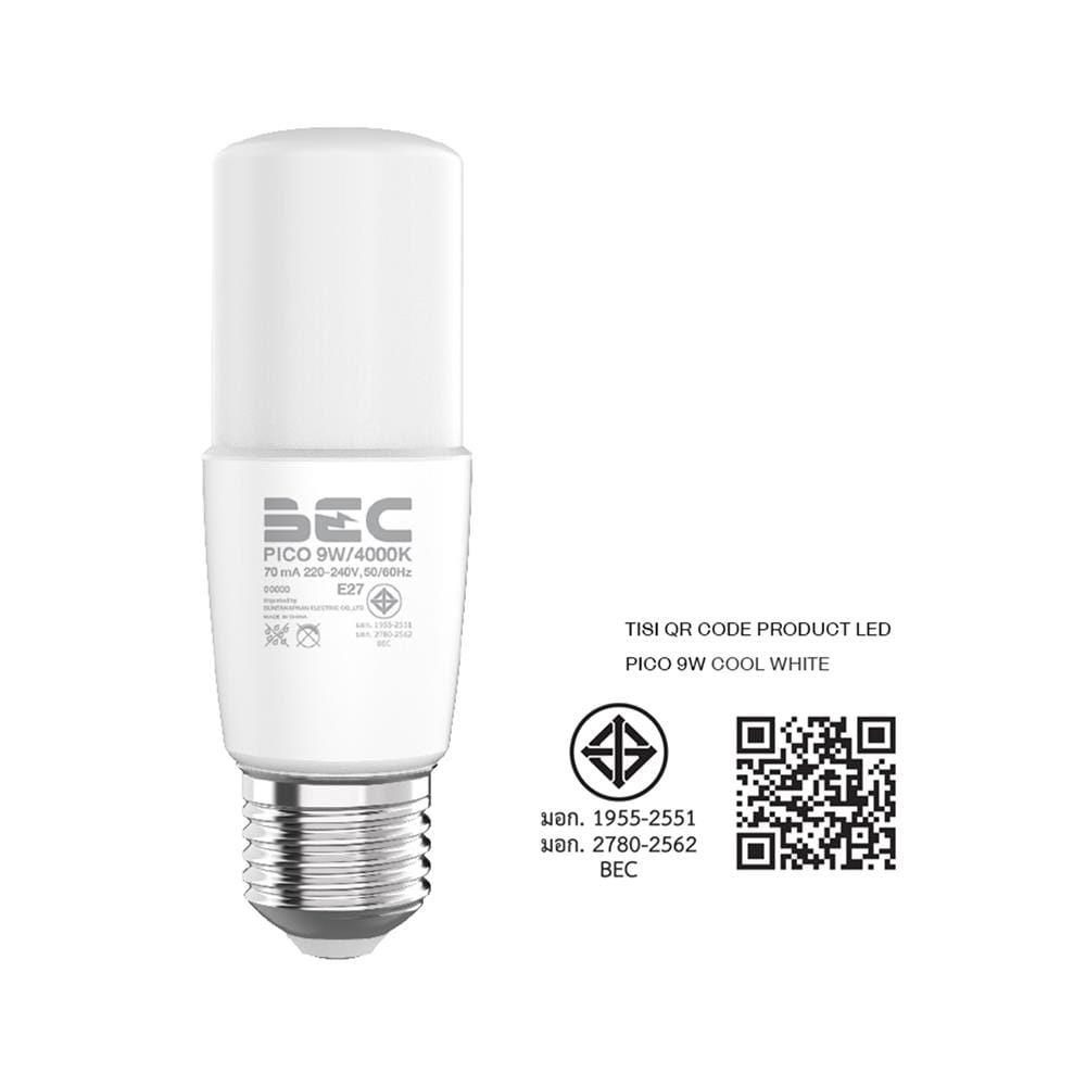 หลอด LED BEC PICO 9 วัตต์ COOL WHITE E27