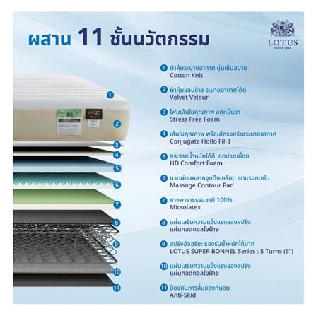ที่นอนยางพารา 5 ฟุต LOTUS รุ่น HUDSON III พร้อมหมอนหนุน 2 ใบ_5